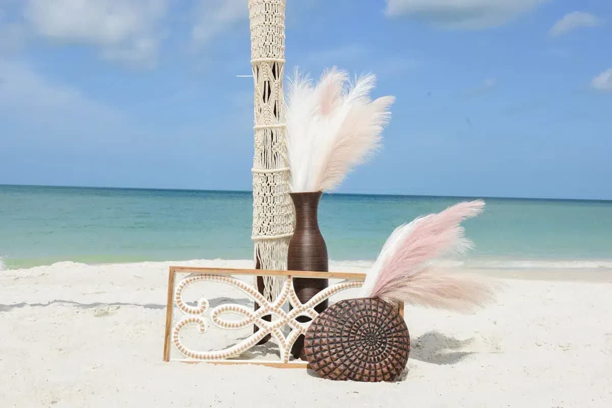 Pompass Grass Beach Wedding Inspo