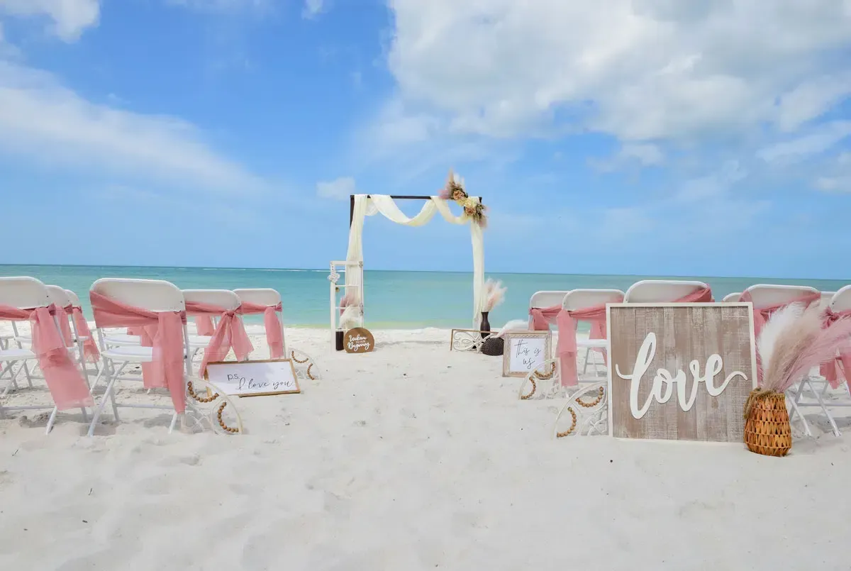 Boho Pompas Grass Wedding on the Beach