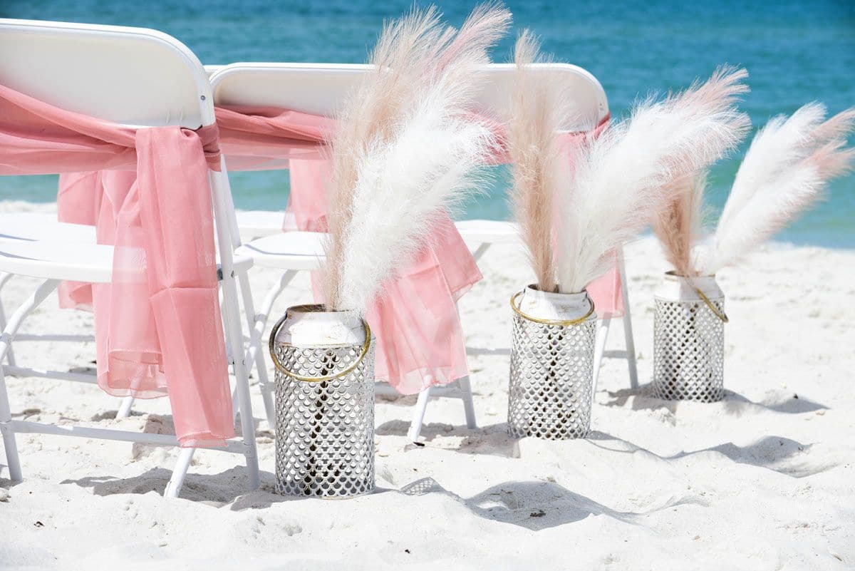 Florida Beaches Pompas Grass Wedding aisle.