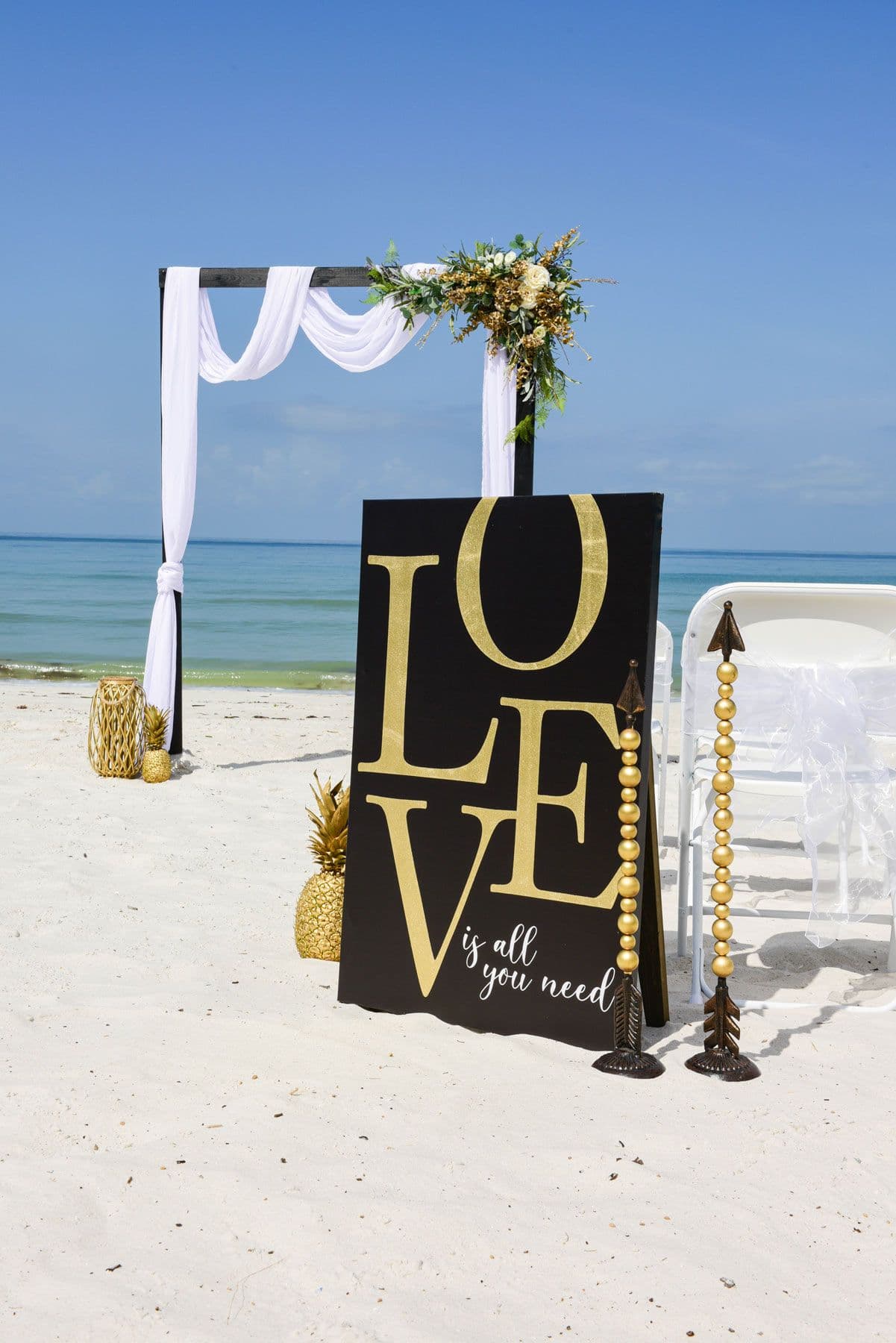 Beach wedding setup with