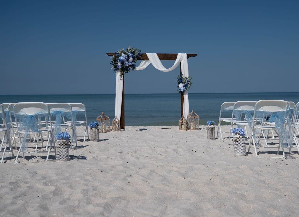 Florida beach wedding decor setup