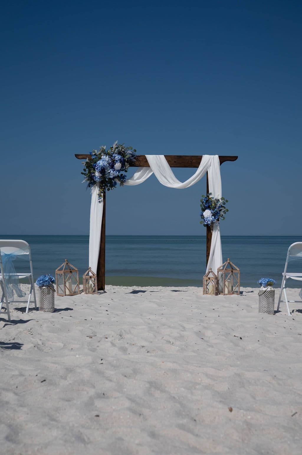 Florida beach wedding decor setup