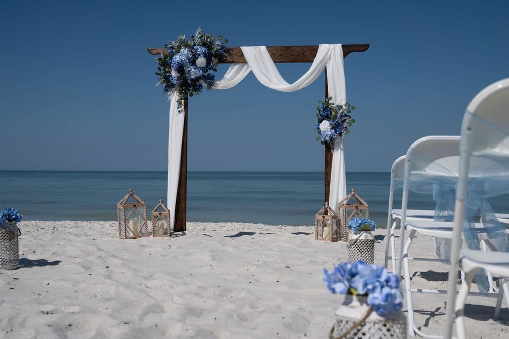 Florida beach wedding decor setup