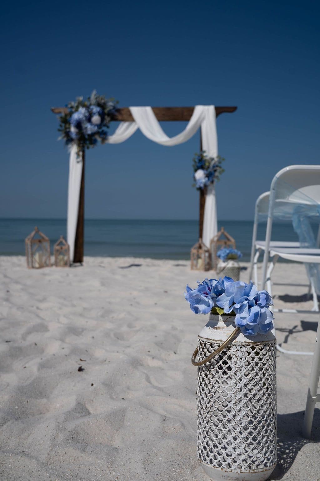 Florida beach wedding decor setup