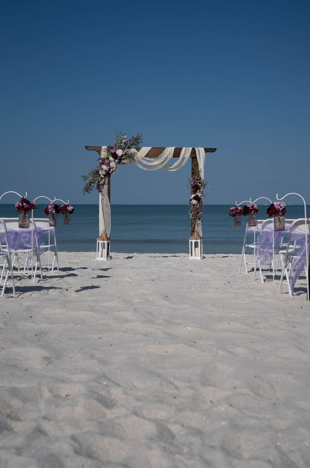 Florida beach wedding decor setup