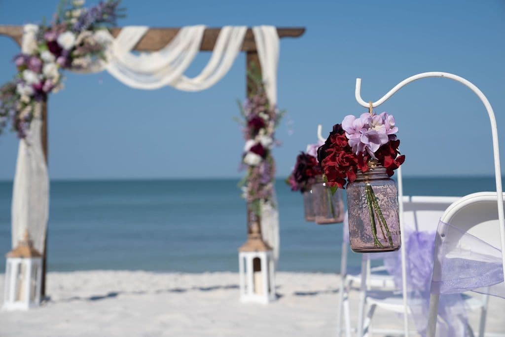 Florida beach wedding decor setup