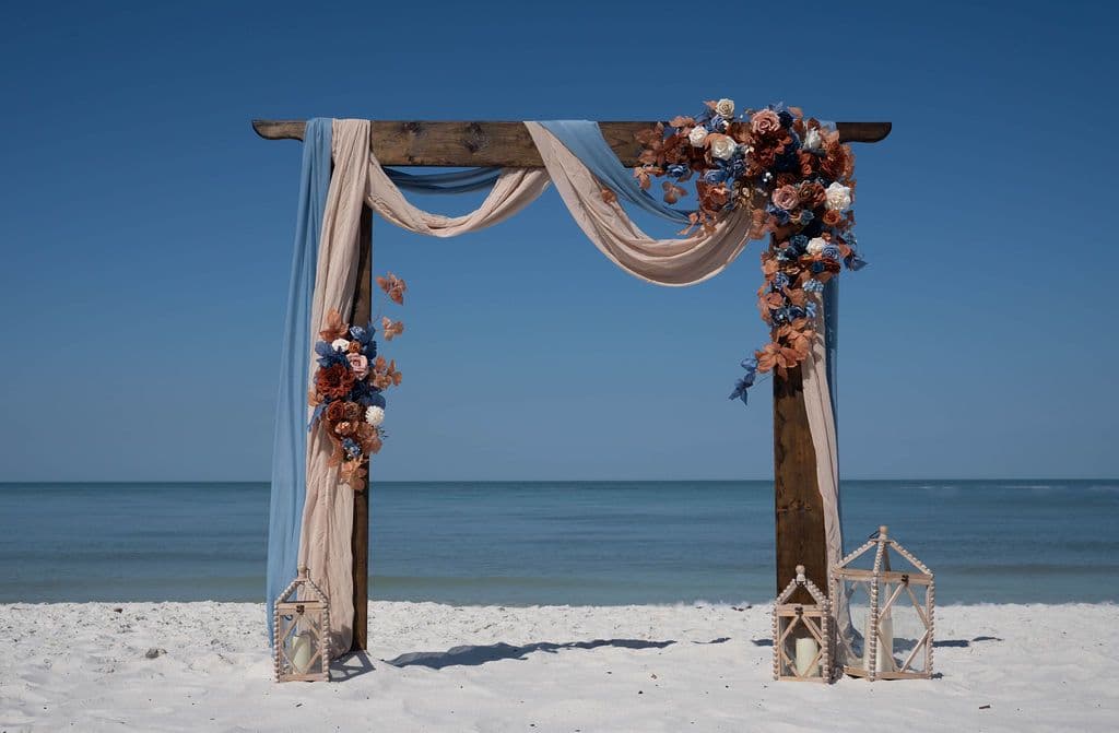 Florida beach wedding decor setup