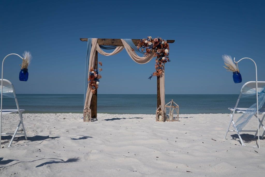 Florida beach wedding decor setup