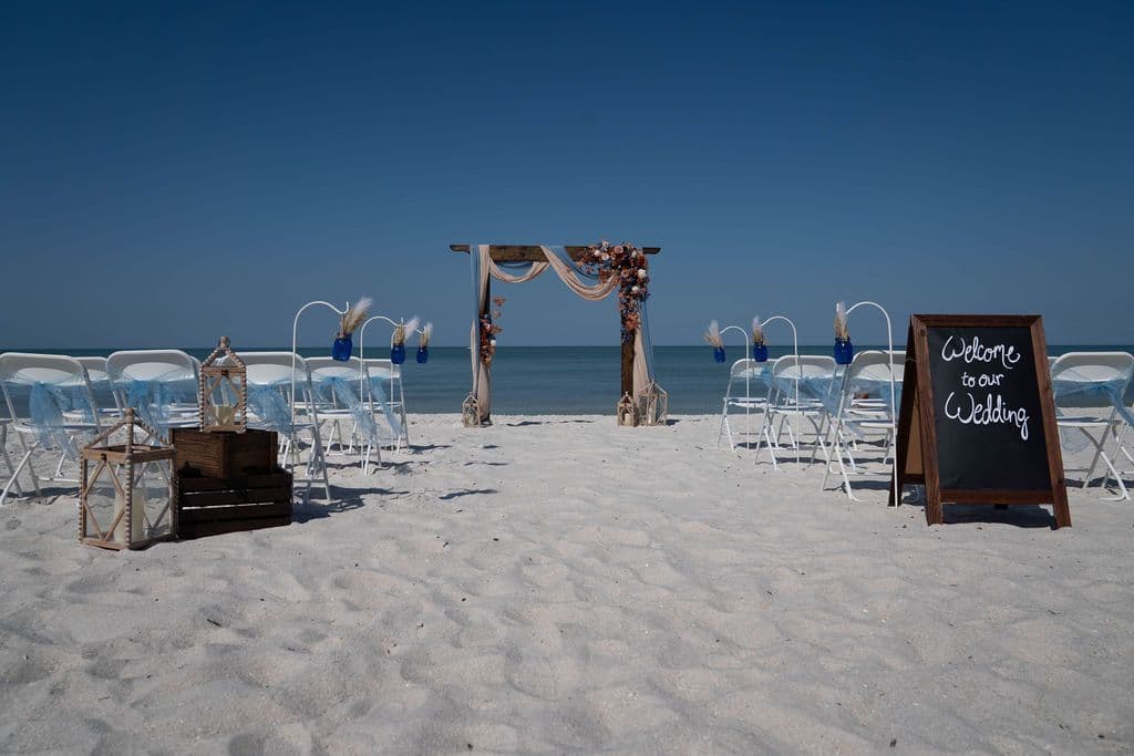 Florida beach wedding decor setup