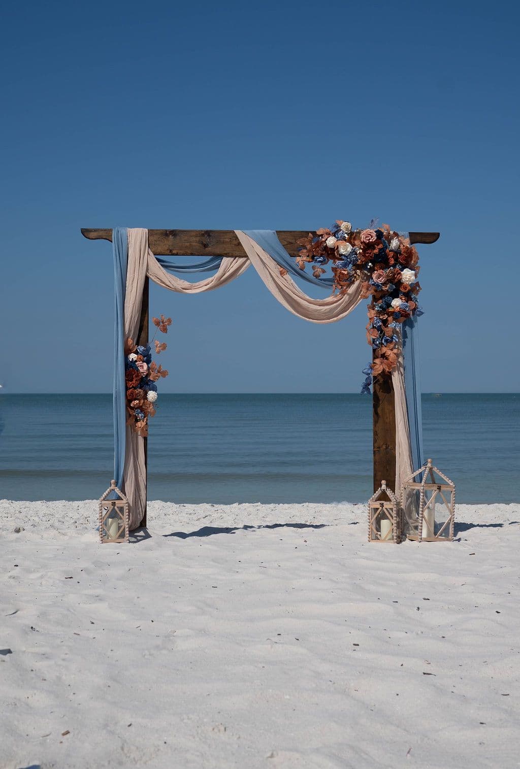 Florida beach wedding decor setup