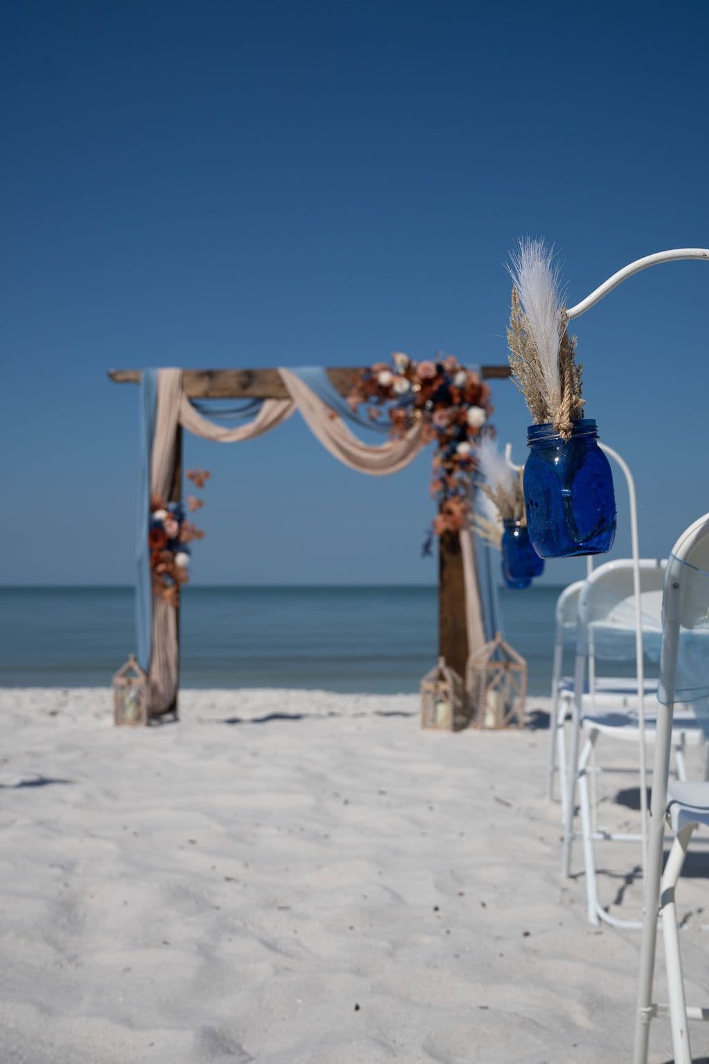 Florida beach wedding decor setup