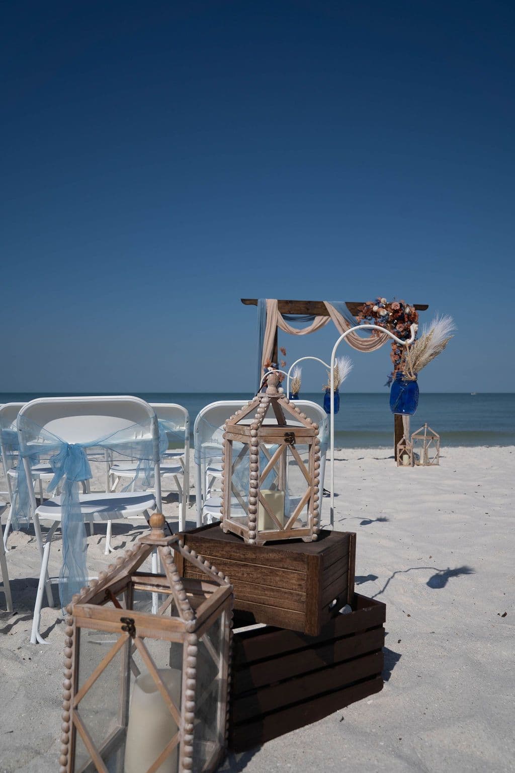 Florida beach wedding decor setup