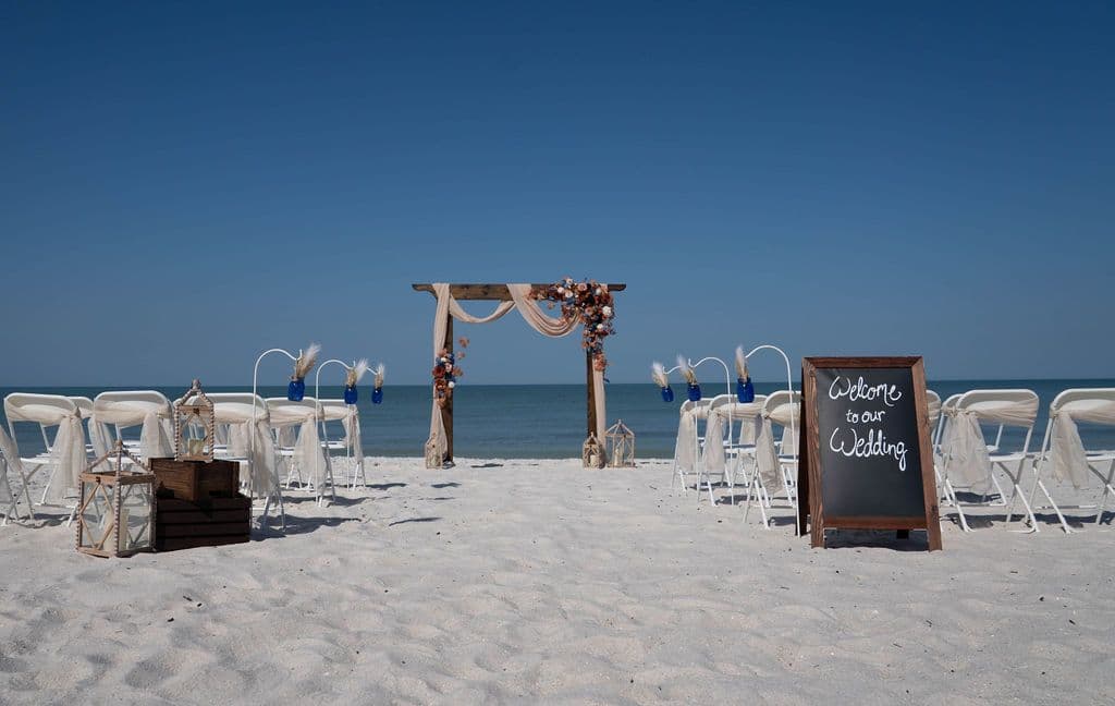 Florida beach wedding decor setup