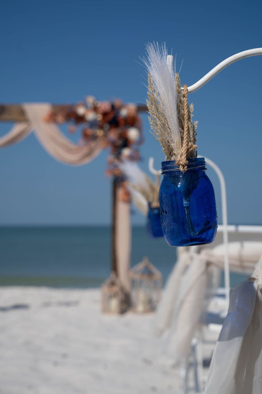 Florida beach wedding decor setup