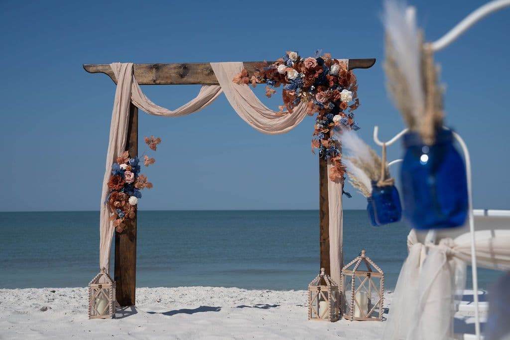 Florida beach wedding decor setup