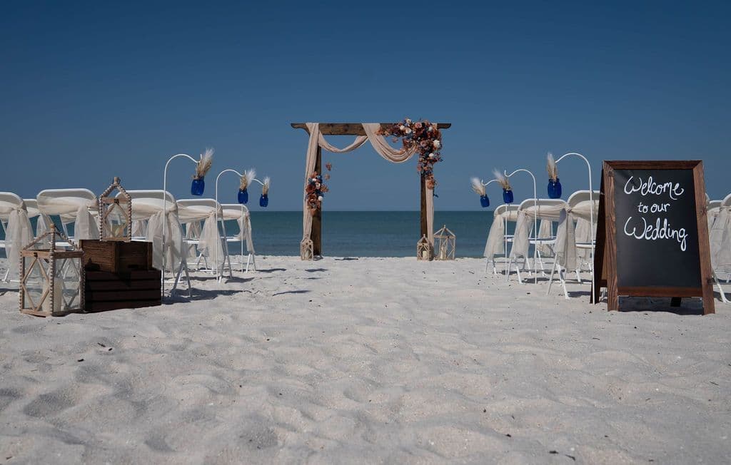 Florida beach wedding decor setup