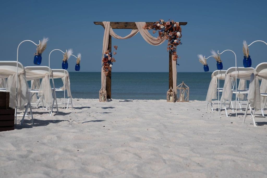 Florida beach wedding decor setup