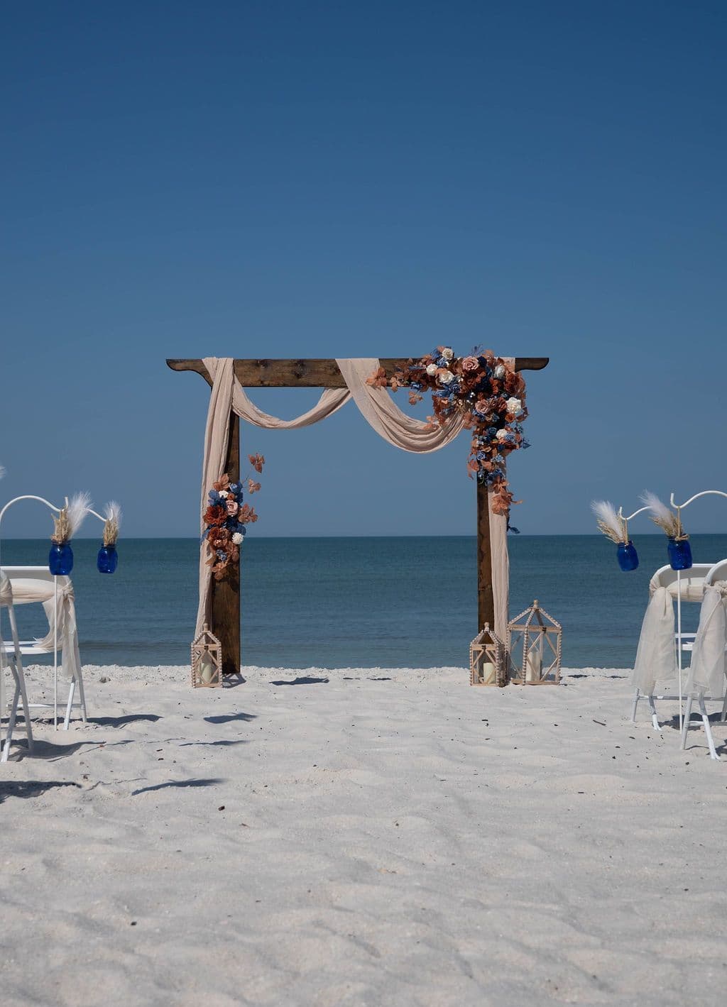 Florida beach wedding decor setup