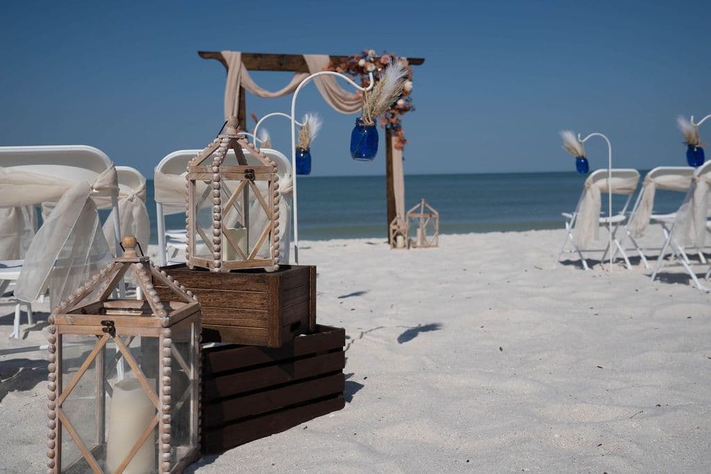 Florida beach wedding decor setup