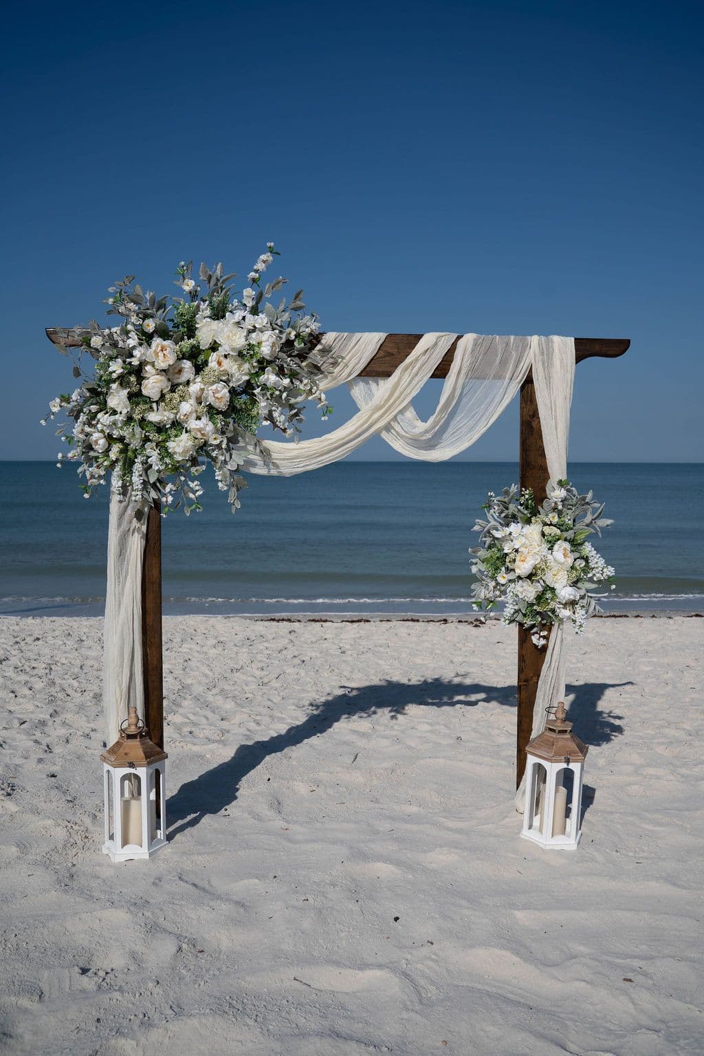 Florida beach wedding decor setup