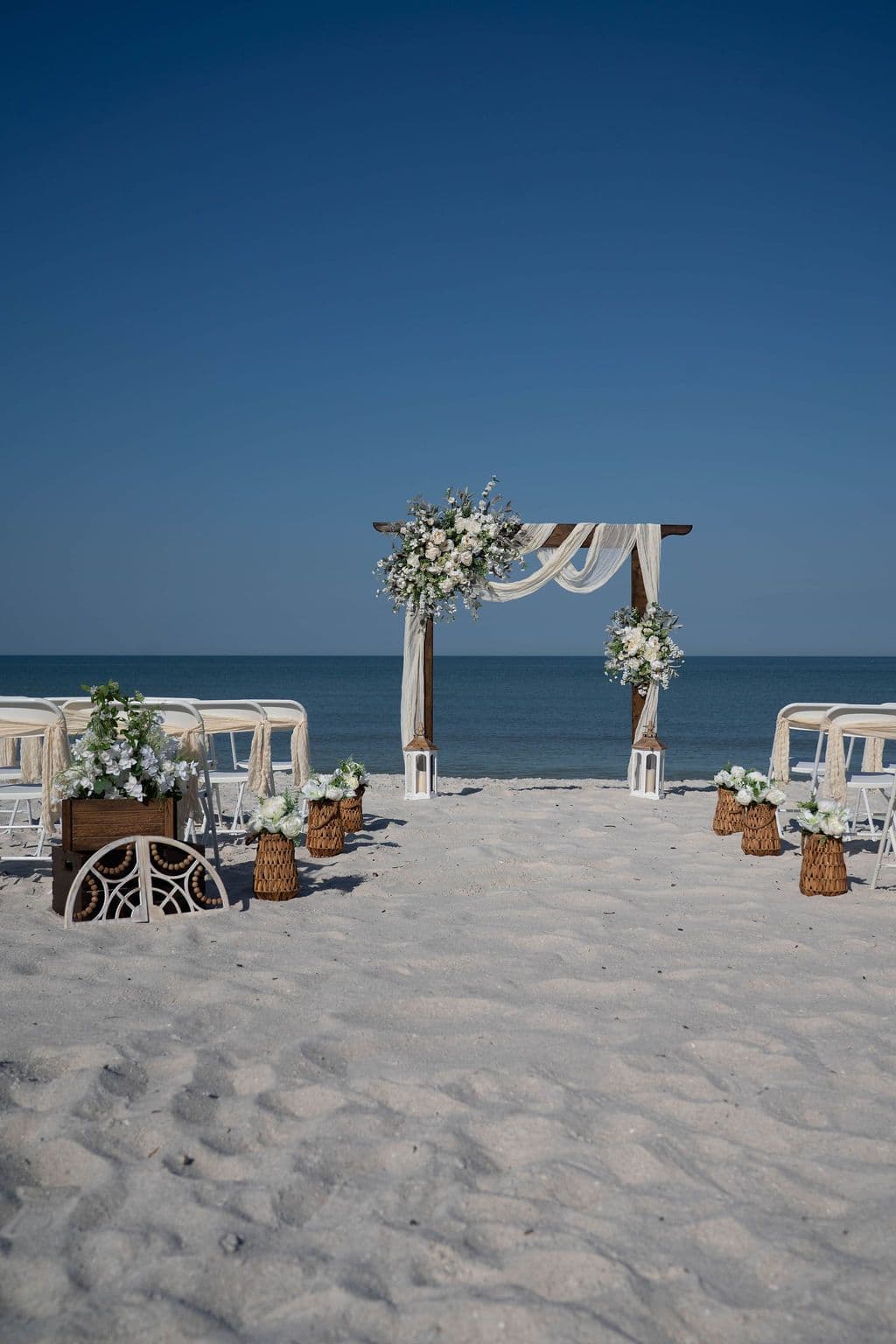 Florida beach wedding decor setup