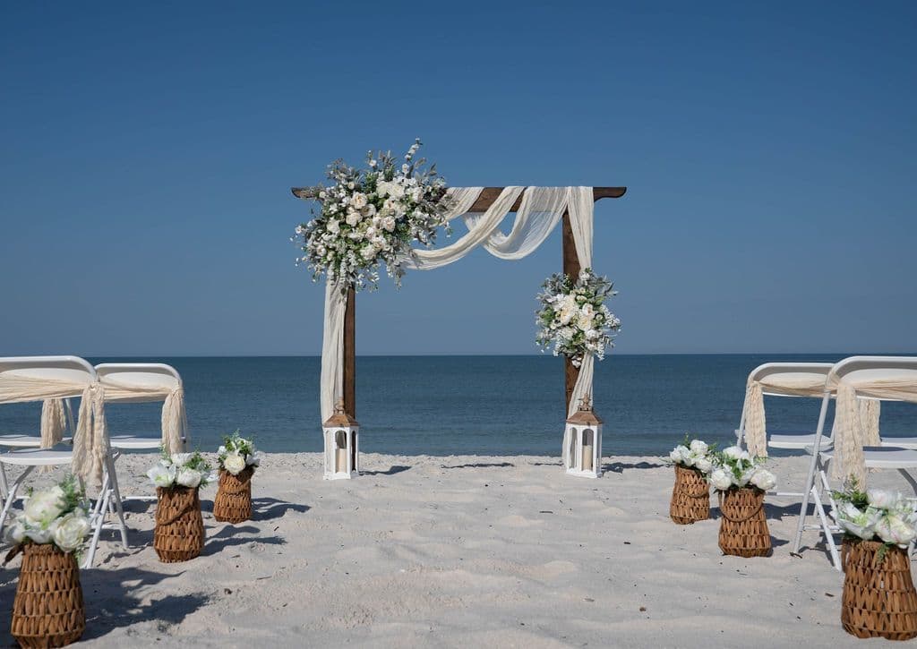 Florida beach wedding decor setup