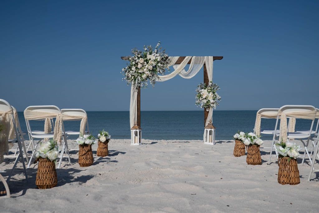 Florida beach wedding decor setup