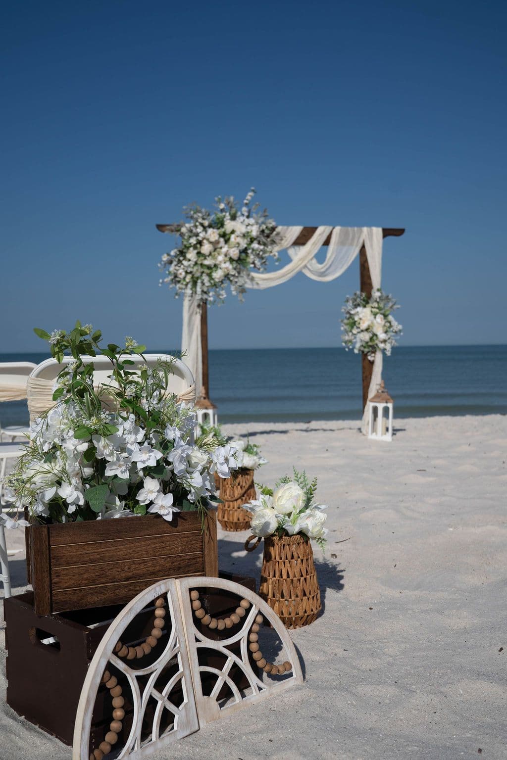 Florida beach wedding decor setup