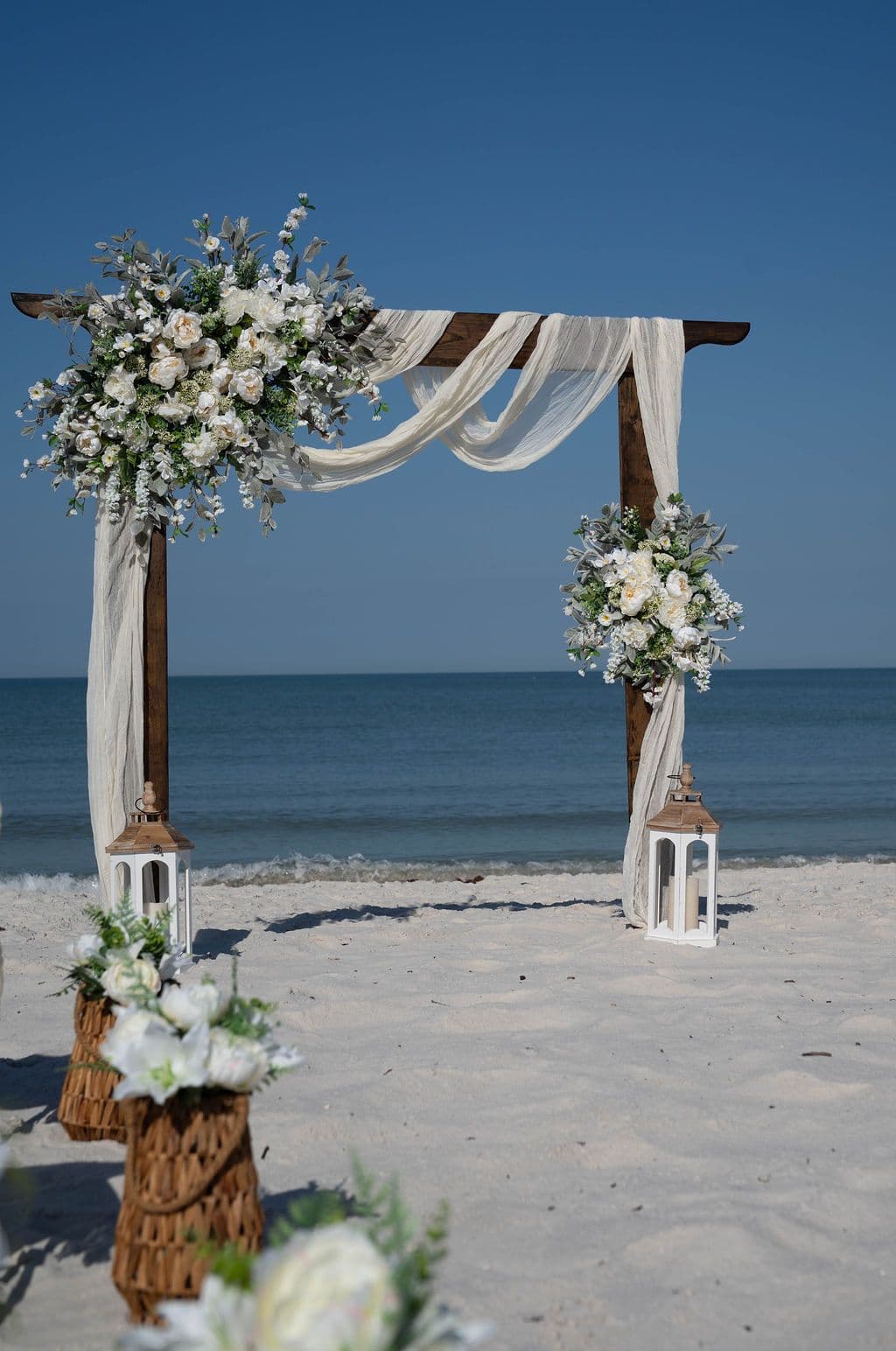 Florida beach wedding decor setup