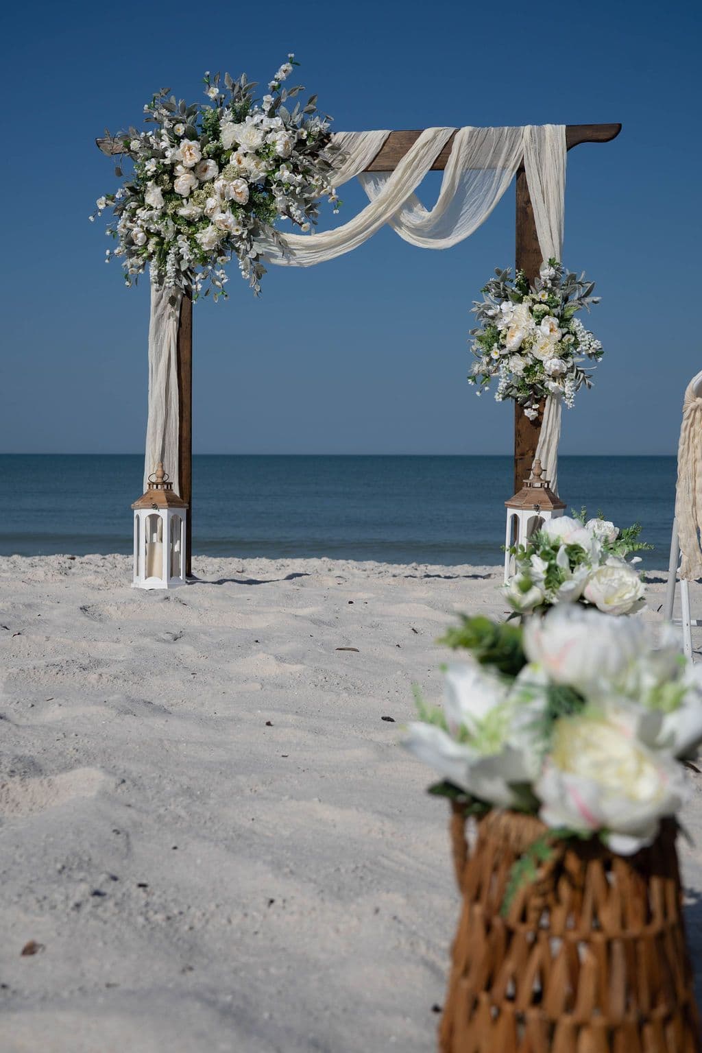 Florida beach wedding decor setup
